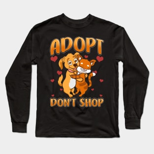 Adopt Don't Shop Cat & Dog Long Sleeve T-Shirt